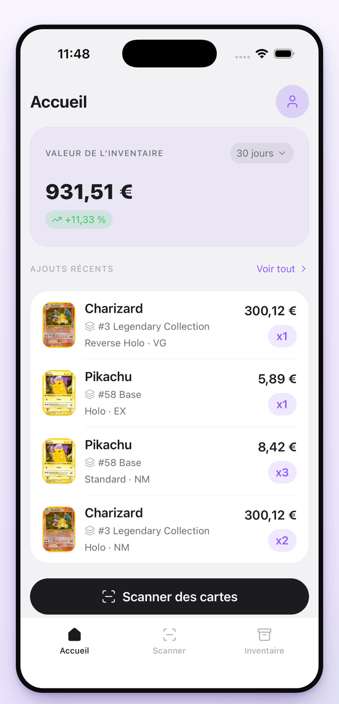 Accueil avec la valeur de la collection